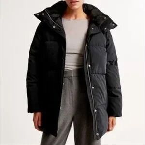 ABERCROMBIE BLACK MIDI PUFFER